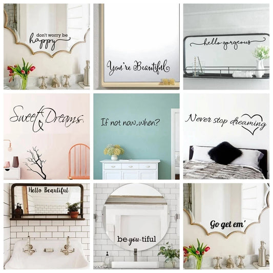 Affirmation Quotes Vinyl Wall Sticker Italian Sentence Stickers For House Decoration Bedroom Decor Mirror Decals